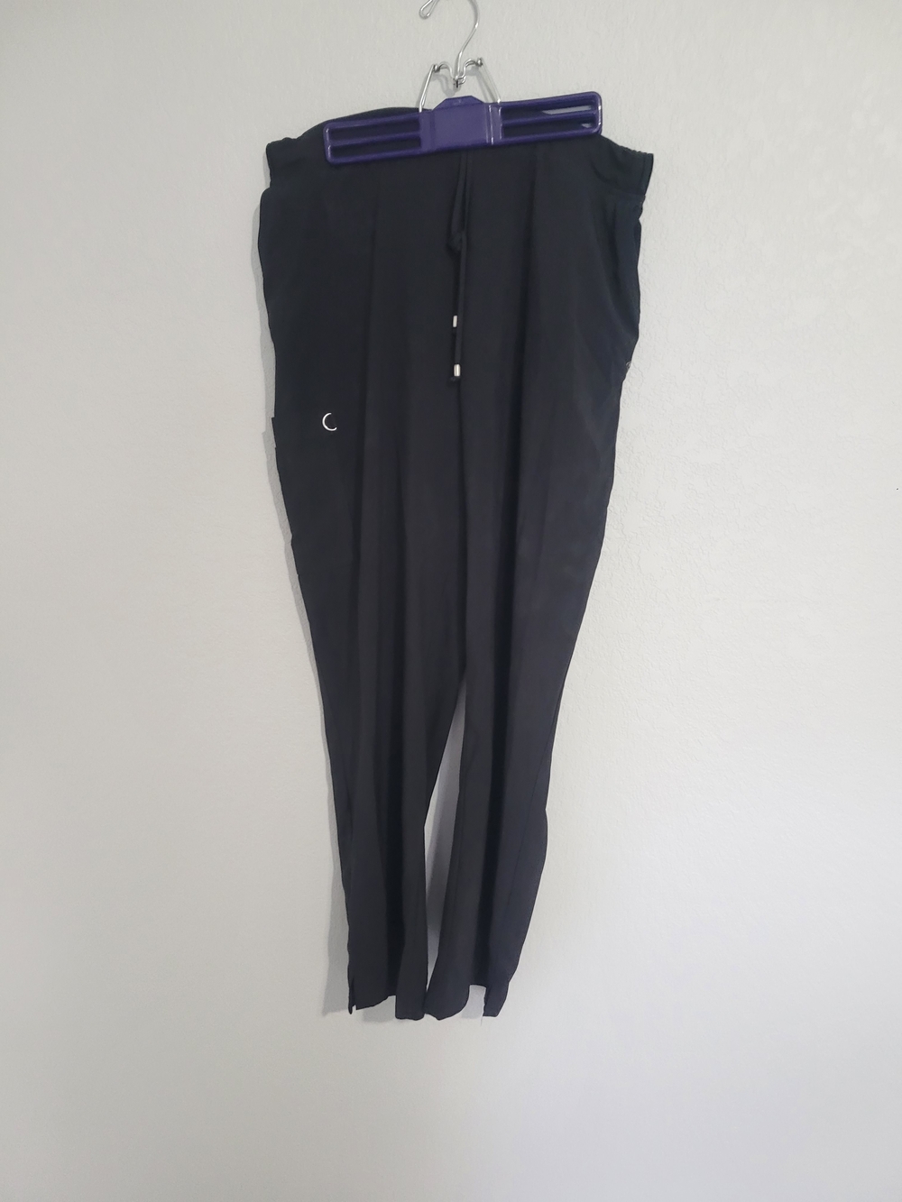 Easy Stretch Scrub Pants Large Black Jogger Style Drawstring Elastic Waist Good